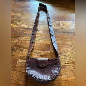 Leather studded crossbody bag